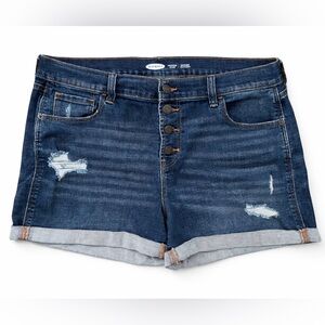 OLD NAVY Boyfriend Denim Shorts Size 14 Distressed Cuffed